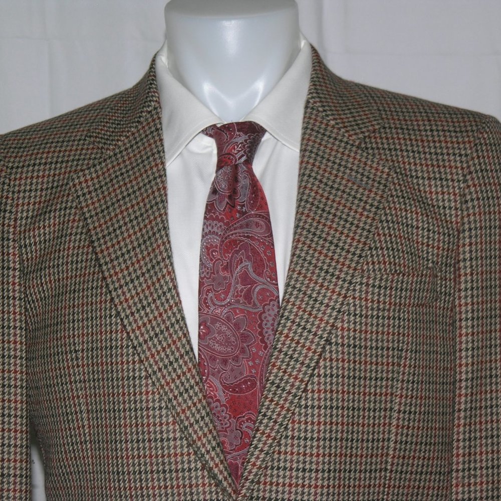 Protagonist Brown Houndstooth Cashmere Blend Two Button Sport Coat 38R - Picture 3 of 11